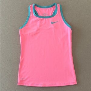 Girls NIKE PRO Dri-Fit Tank Top Shirt Racerback Pink Blue Medium M Fitted